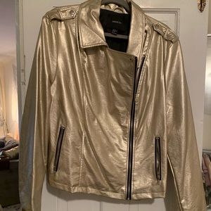 Gold Pleather Jacket- Plus